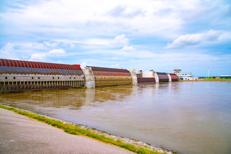 The Eider Barrage is located at the mouth of the river Eider near Tonning on Germany's North Sea coast. Its main purpose is protection from storm surges by the North Seas.のeditorial素材