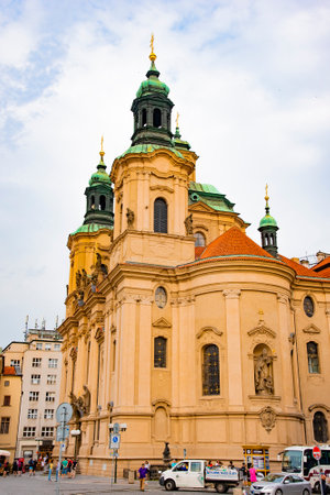 The Church of Saint Nicholas was built between 1704-1755 is a Baroque church in the Lesser Town of Prague. Taken in Prague, Czech on July 23, 2016のeditorial素材