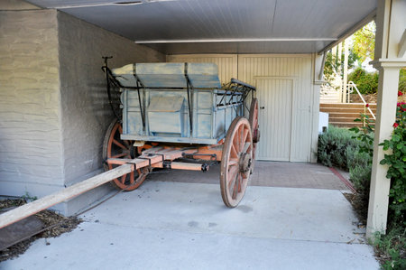Old and well preserved horse coach in Arrowtown. Arrowtown is a historic gold mining town in the Otago region of the South Island, New Zealand. Taken in Arrowtown New Zealand on Dec 3, 2010.のeditorial素材