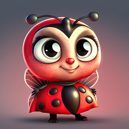 Cute cartoon ladybug. Vector illustration of a cute ladybird.の素材