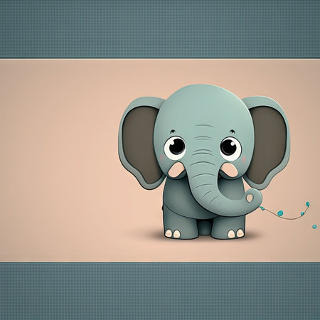 Cute elephant on grunge background. Paper art style. Vector illustration.の素材