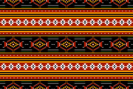 Geometric ethnic oriental seamless pattern traditional Design for background,carpet,wallpaper.clothing,wrapping,Batik fabric,Vector illustration.embroidery style - Sadu, sadou, sadow or sadoのイラスト素材