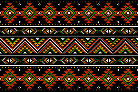 Geometric ethnic oriental seamless pattern traditional Design for background,carpet,wallpaper.clothing,wrapping,Batik fabric,Vector illustration.embroidery style - Sadu, sadou, sadow or sadoのイラスト素材
