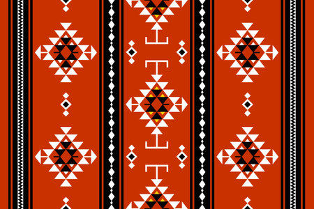 Geometric ethnic oriental seamless pattern traditional Design for background,carpet,wallpaper.clothing,wrapping,Batik fabric,Vector illustration.embroidery style - Sadu, sadou, sadow or sadoのイラスト素材