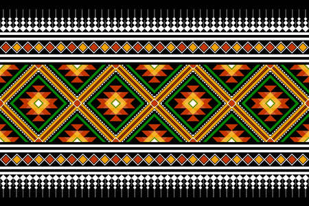 Geometric ethnic oriental seamless pattern traditional Design for background,carpet,wallpaper.clothing,wrapping,Batik fabric,Vector illustration.embroidery style - Sadu, sadou, sadow or sadoのイラスト素材