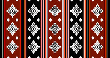 Geometric ethnic oriental seamless pattern traditional Design for background,carpet,wallpaper.clothing,wrapping,Batik fabric,Vector illustration.embroidery style - Sadu, sadou, sadow or sadoのイラスト素材