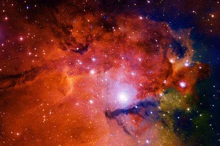 Universe scene with stars and galaxies in deep space