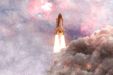 Space Shuttle Atlantis. Cosmos art.の写真素材