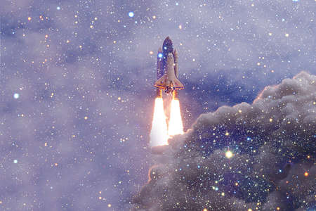 Space Shuttle Atlantis. Cosmos art.の写真素材