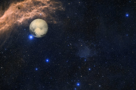 Pluto. Solar system. Cosmos art.