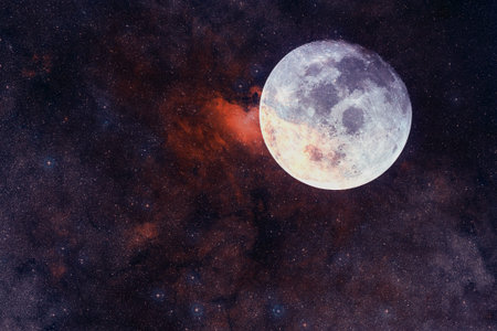 Moon. Solar system. Cosmos art.の写真素材