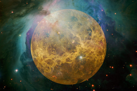 Planet Venus. Solar system. Cosmos art.