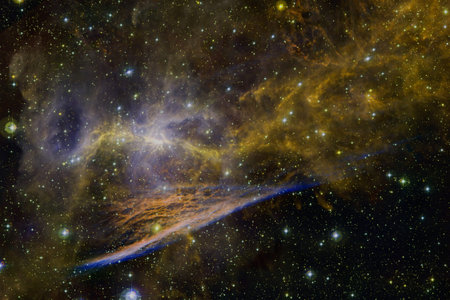 Nebula, cluster of stars in deep space. Science fiction art.