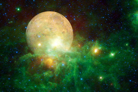 Planet Mars. Solar system. Cosmos art.の写真素材