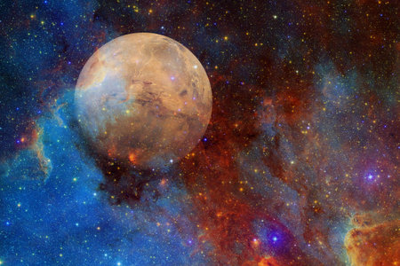 Planet Mars. Solar system. Cosmos art.の写真素材