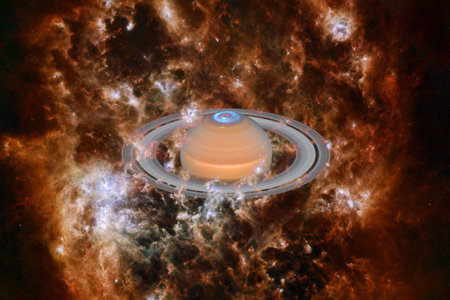 Planet Saturn. Solar system. Cosmos art.