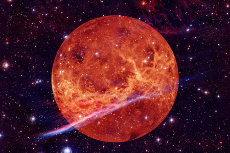 Planet Venus. Solar system. Cosmos art.
