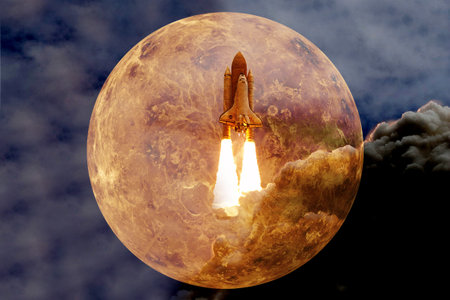 Planet Venus. Solar system. Cosmos art.