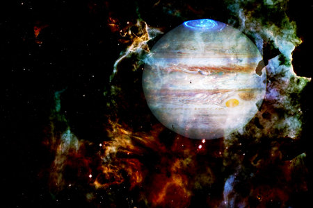 Outer space cosmic landscape. Nebula.