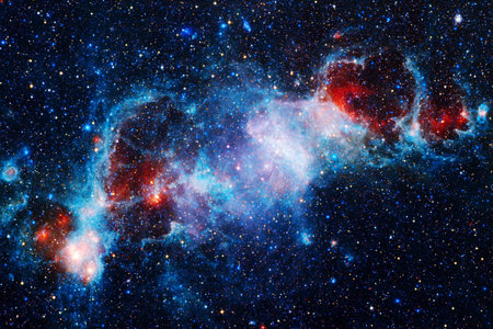 Nebula, cluster of stars in deep space. Science fiction art.