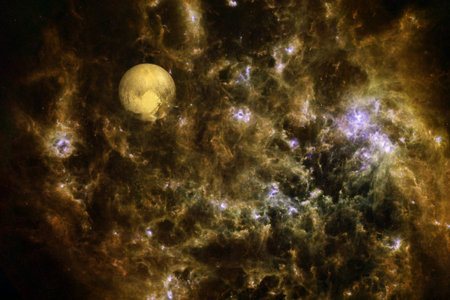 Outer space art. Starfield. Awesome nebulae.