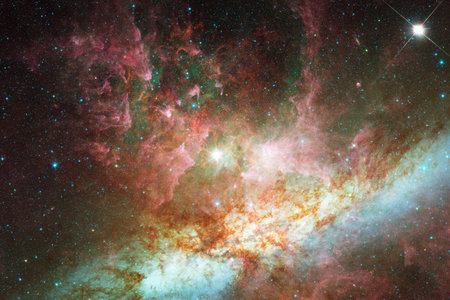 Outer space, cosmic landscape. Nebula.の写真素材