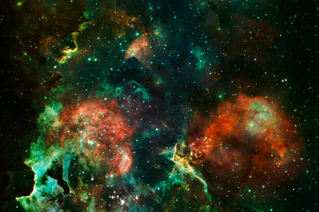 Outer space art. Starfield. Awesome nebulae.