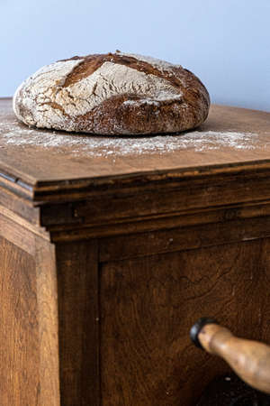 Raw loaves of breadの写真素材