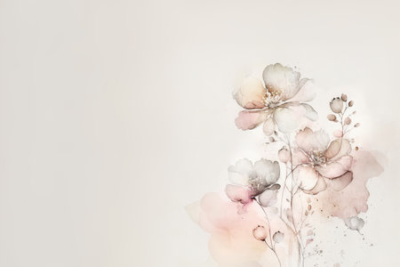watercolor painting of flowers, on white background, for graphic design. Copy space for text, copy space, space for textの素材