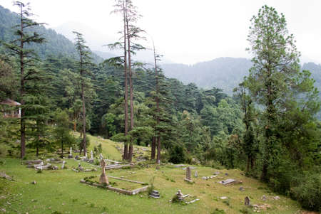 A cemetery on the slope of  hill in Dharamshala , Himachal Pradesh , Indiaのeditorial素材
