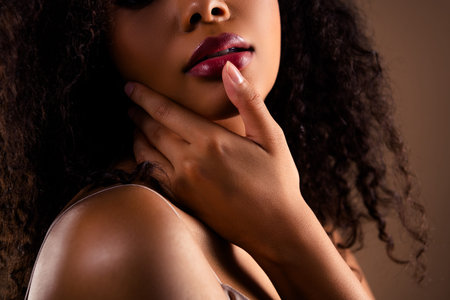 Close-up portrait of a stunning young woman emphasizing beauty, charm, and elegance