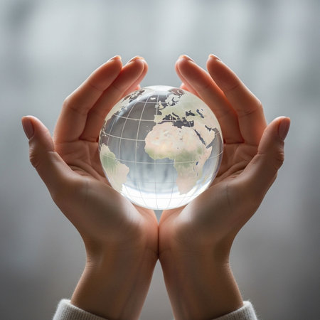 Globe in human hands, concept of protecting our planet earth.の素材