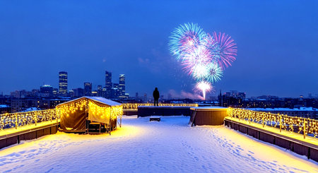 New Years Eve fireworks in the city of St. Petersburg, Russiaの素材