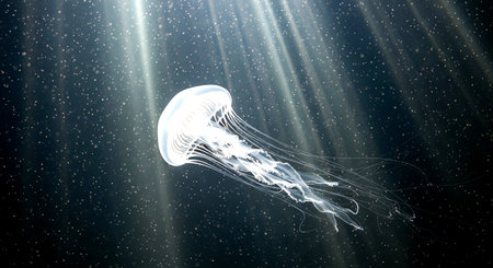 Jellyfish in the ocean. 3D rendered illustration of jellyfish.の素材