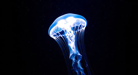 jellyfish in the dark, close-up, macro shotの素材