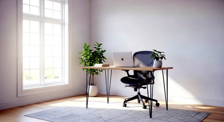 Interior of modern office. Workplace. 3D render.の素材