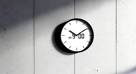 Clock on a concrete wall. Conceptual image for time management.の素材