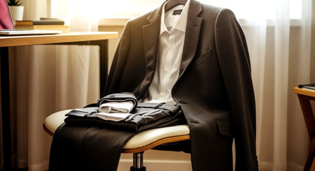 Businessman dressing up for work. Close-up of a business man dressing up for work.の素材