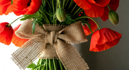 bouquet of red poppies isolated on a white backgroundの素材