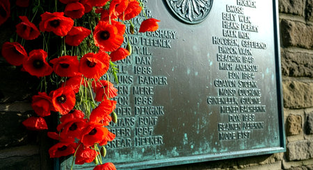 Memorial plaque to the soldiers who died during World War II.の素材