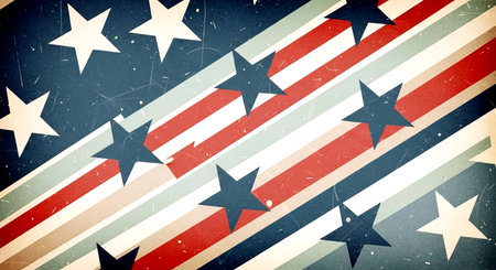 grunge american patriotic background with stars and stripes - retro styleの素材