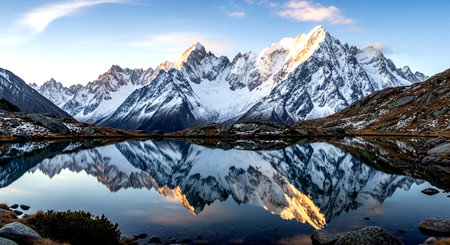 Mountain lake with reflection of Mount Cook at sunrise, New Zealandの素材