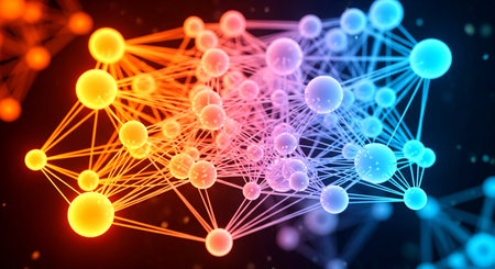 3d rendering of abstract background with connecting dots and lines. Network conceptの素材