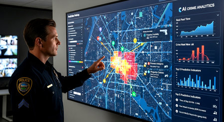 Security guard monitoring modern CCTV cameras in surveillance room. Security and surveillance concept.の素材