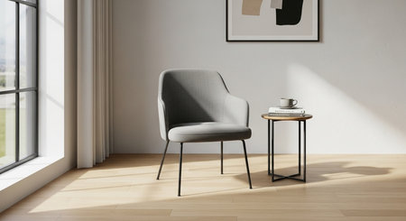 modern bright interiors apartment Living room 3D rendering illustration computer generated imageの素材