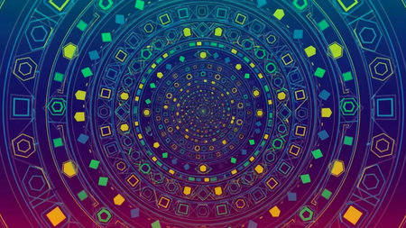 Futuristic abstract background with circles and lines. Vector illustration.の素材