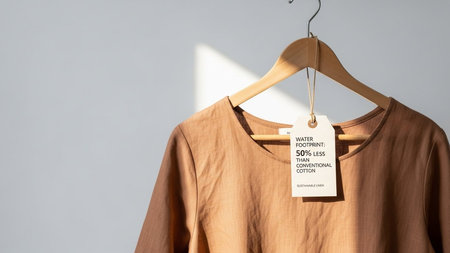 This eco-friendly linen shirt uses 50% less water than conventional cotton, making it a sustainable choice for conscious consumers.の素材
