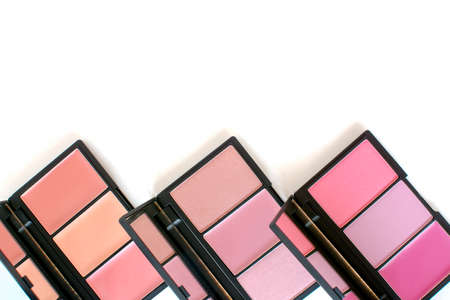 isolated top view beautiful pink color blusher makeupの写真素材