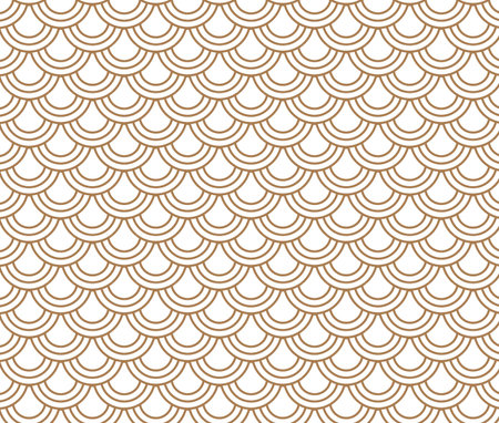 Japanese wave circle pattern brown and white background. Vectorのイラスト素材