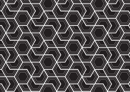 hexagon vector patterrn, repeating linear hexagon overlap.のイラスト素材